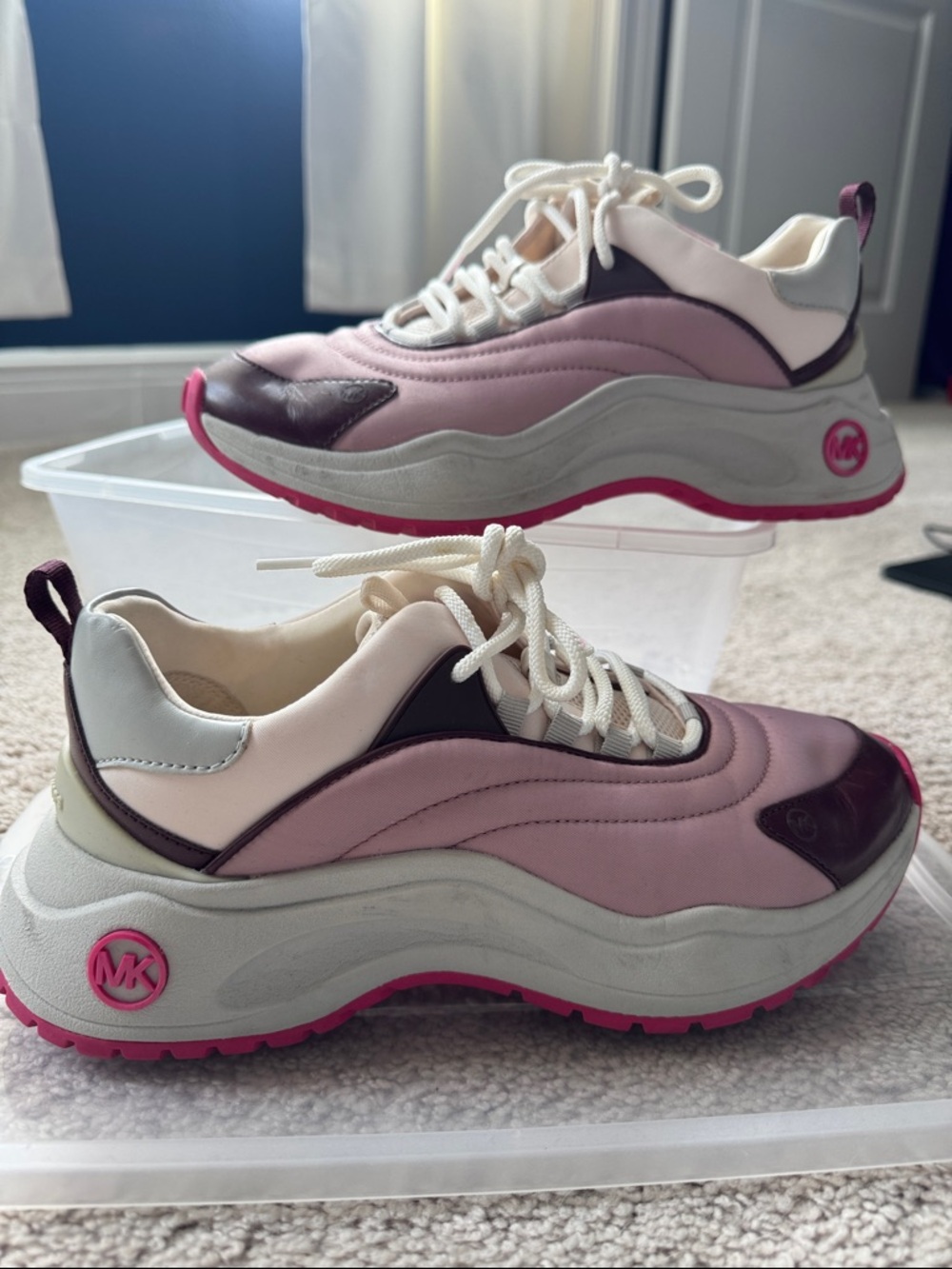 Michael Kors Pink, Cream & Brown Platform Sneakers